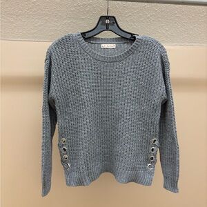 It's Our Time Charcoal Crew Neck Sweater with Eyelet Details